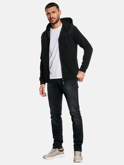 emilio adani Herren Sweatjacke mit Kapuze Schwarz 32771