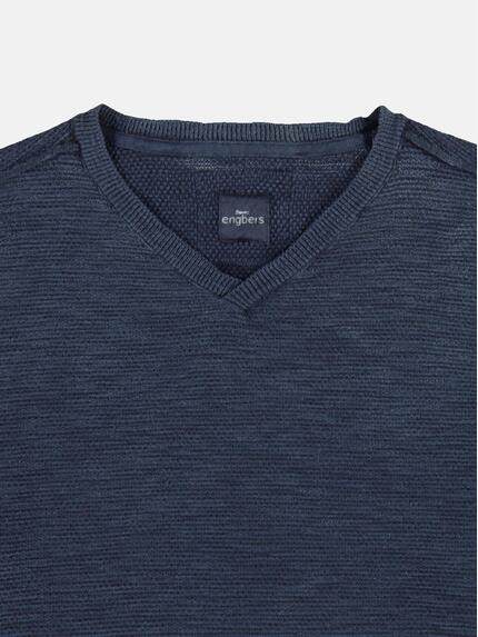 engbers Herren Pullover V-Ausschnitt Blau 24363