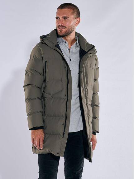 emilio adani Herren Steppjacke mit abnehmbarer Kapuze Grün 37471