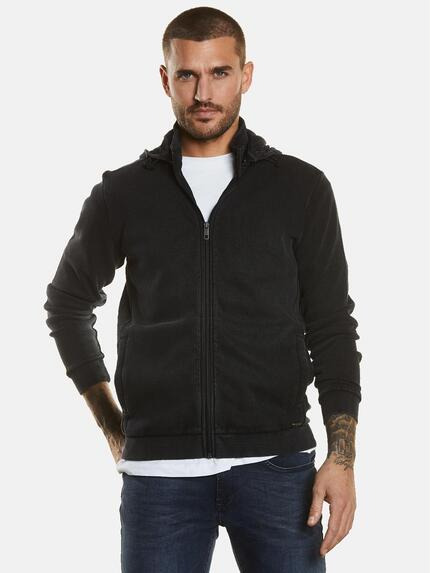 emilio adani Sweatjacke mit abnehmbarer Kapuze Schwarz