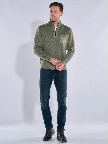 engbers Herren Sweatshirt mit Stehkragen Oliv 39694 engbers Herren Sweatshirt mit Stehkragen Oliv 39694