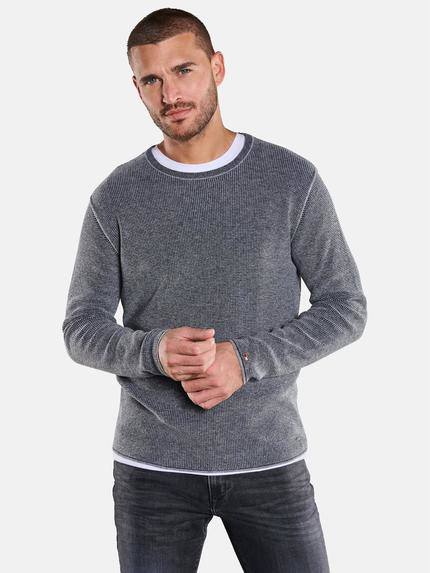 emilio adani Rundhals Pullover Kieselgrau