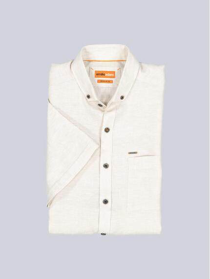 emilio adani Herren Kurzarm-Hemd aus Leinen Beige 38584 emilio adani Herren Kurzarm-Hemd aus Leinen Beige 38584