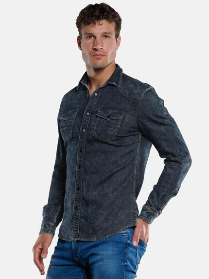 engbers Langarm-Hemd im Overshirt-Design Saphirblau