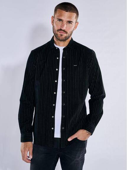 emilio adani Herren Langarm-Hemd gestreift Schwarz 37633