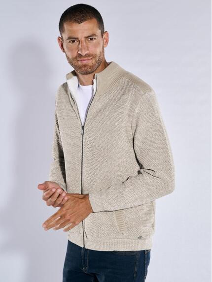 engbers Strickjacke mit Zipper Hellbraun