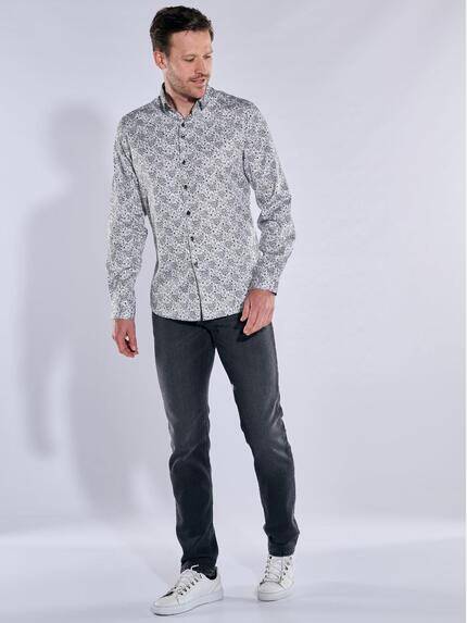ENGBERS GERMANY Herren Langarm-Hemd in edler Satin-Warenqualität Grau 37625