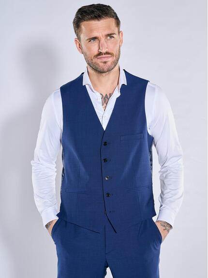 emilio adani Herren Sakko-Weste slim fit Blau 38706