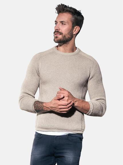 emilio adani Strukturierter Rundhalspullover Beige