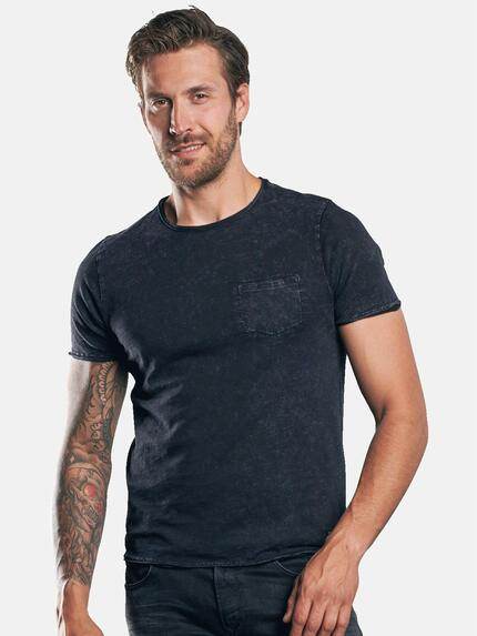 emilio adani Herren Lässiges Rundhalsshirt Schwarz 30313
