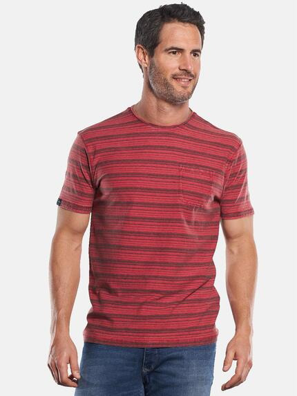 engbers Im Stück gefärbtes Rundhals T-Shirt mit Brusttasche Feuerrot