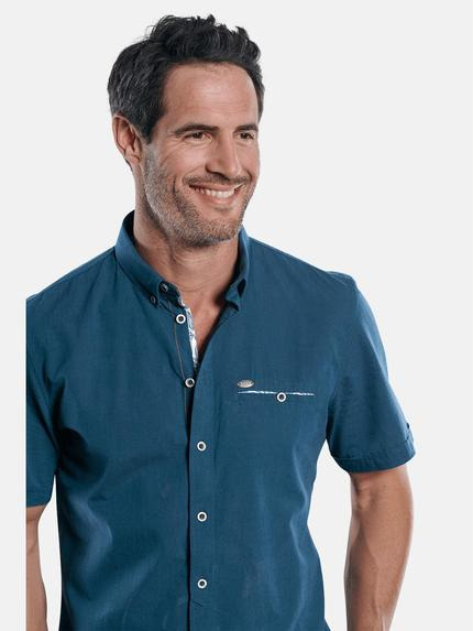 engbers Herren Sommerliches Kurzarmhemd mit floralen Kontrastdetails Saphirblau 29782