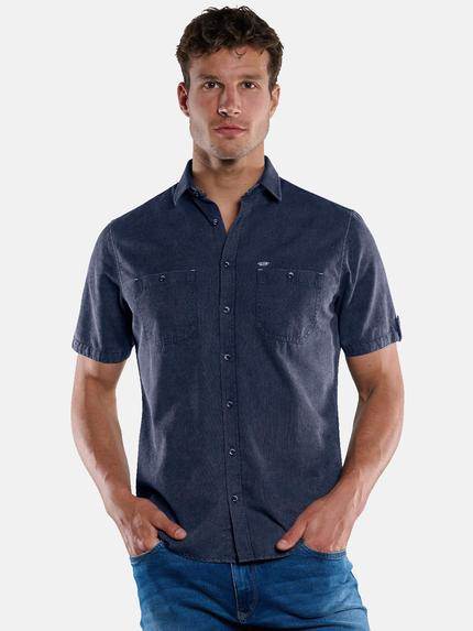 engbers Kurzarm-Hemd uni Indigoblau