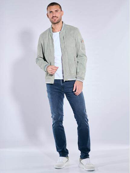 emilio adani Herren Lederjacke Hellgruen 40002