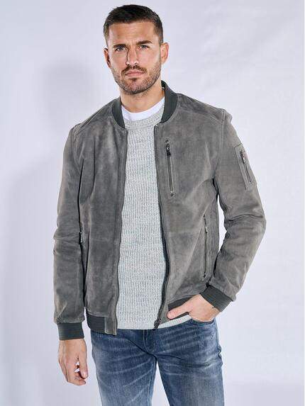 emilio adani Lederjacke slim fit Hellgrau