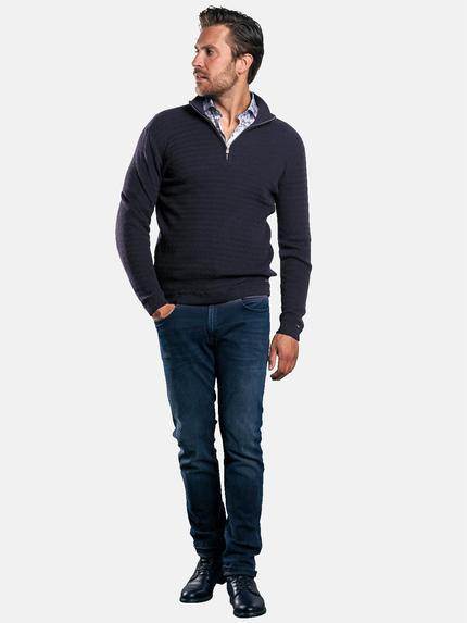 emilio adani Herren Strickpullover mit Reißverschlusskragen Blau 30471 emilio adani Herren Strickpullover mit Reißverschlusskragen Blau 30471