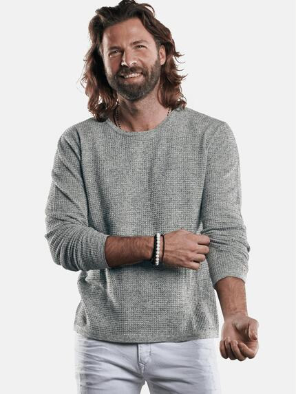 emilio adani Modischer Strickpullover mit besonderer Strukturoberfläche Sand