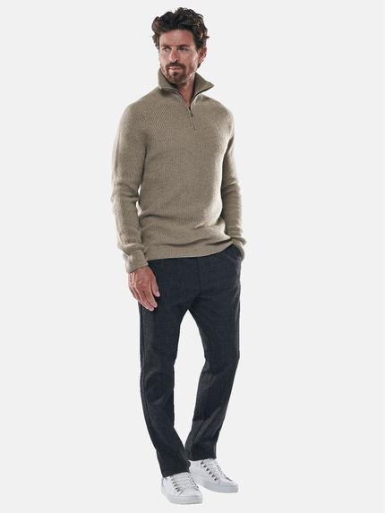 ENGBERS GERMANY Herren Stilvoller Pullover mit Polokragen Braunbeige 30525 ENGBERS GERMANY Herren Stilvoller Pullover mit Polokragen Braunbeige 30525