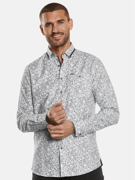 emilio adani Herren Langarm-Hemd gemustert Grau 34768 emilio adani Herren Langarm-Hemd gemustert Grau 34768