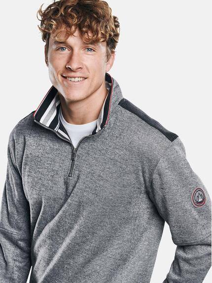 engbers Herren Sweatshirt mit Kontrastdetails am Kragen. Kieselgrau 30948