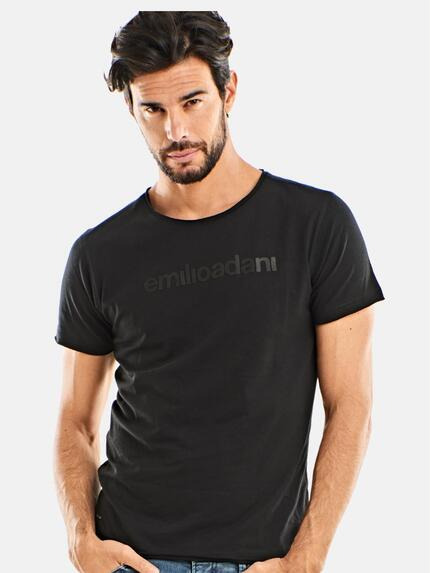emilio adani Rundhals T-Shirt Schwarz