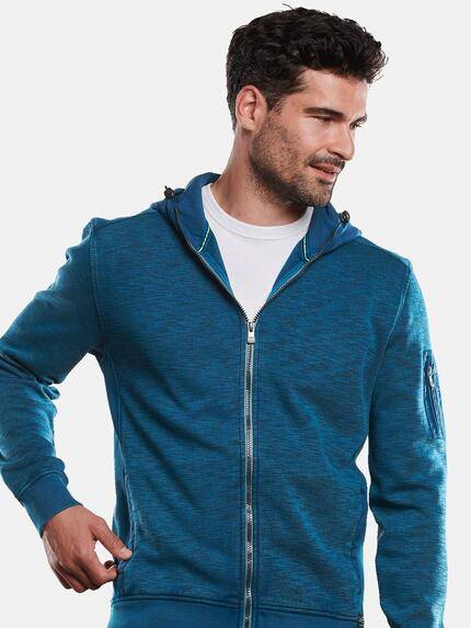 engbers Herren Sweatjacke mit Nylonkapuze Petrolblau 31987