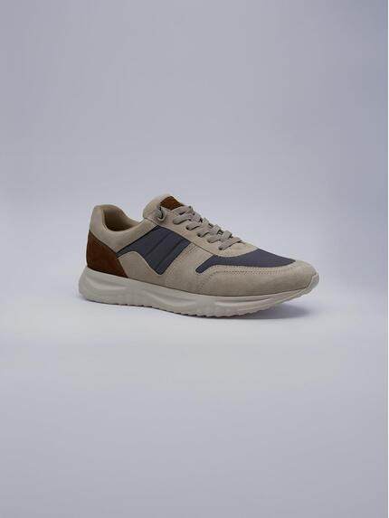 engbers Herren Sneaker aus Materialmix Beige 38535