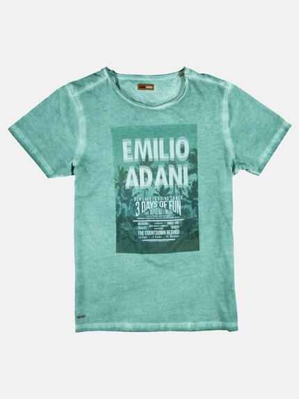 emilio adani Herren Rundhals T-Shirt Türkis 25706