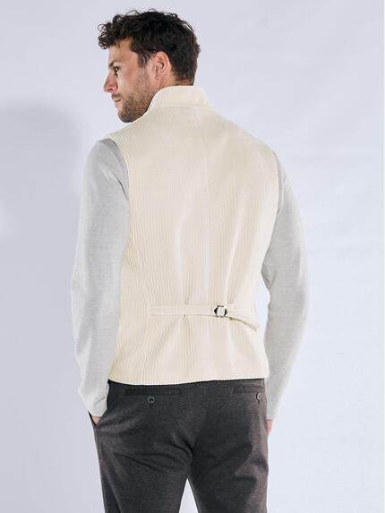 emilio adani Herren Sakko-Weste mit Zipper Naturweiss 39386