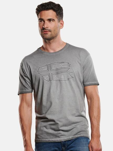engbers T-Shirt Rundhals mit Stickerei Anthrazit