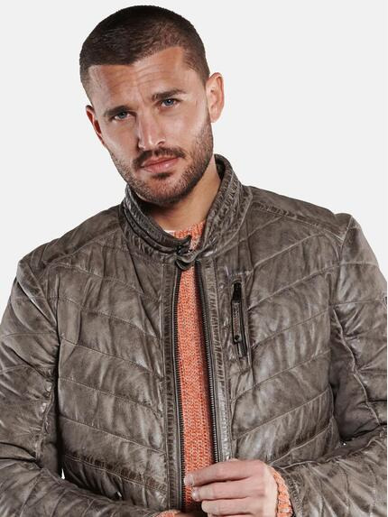 emilio adani Herren Lederjacke mit Steppung Braun 33525 emilio adani Herren Lederjacke mit Steppung Braun 33525