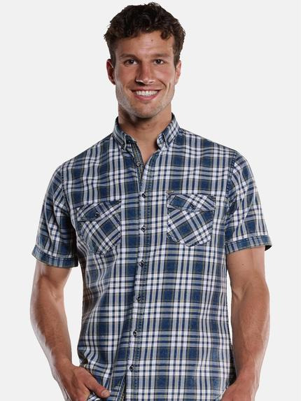 engbers Herren Kurzarm-Hemd kariert Indigoblau 33440
