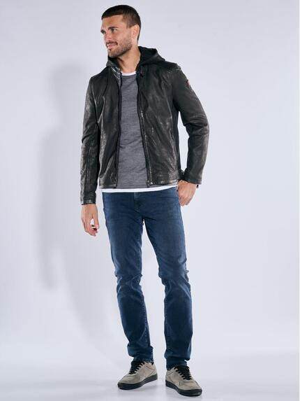 emilio adani Herren Lederjacke mit abnehmbarer Kapuze Schwarz 39084 emilio adani Herren Lederjacke mit abnehmbarer Kapuze Schwarz 39084