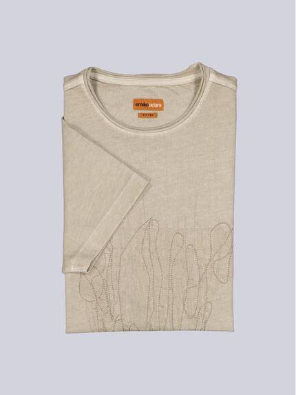 emilio adani Herren T-Shirt uni Beige 39309