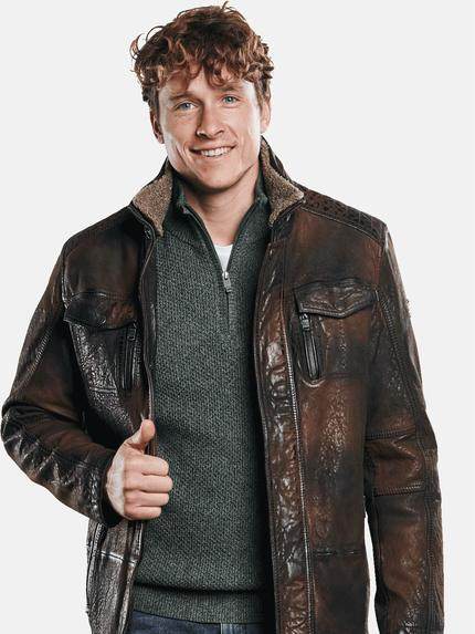 engbers Herren Lederjacke mit abnehmbarem Kunstpelz Braun 30160 engbers Herren Lederjacke mit abnehmbarem Kunstpelz Braun 30160