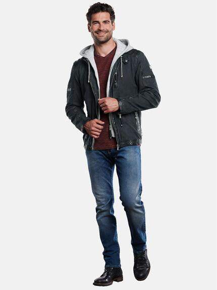 engbers Herren Lederjacke mit Hoodie-Inlet Blau 31862 engbers Herren Lederjacke mit Hoodie-Inlet Blau 31862