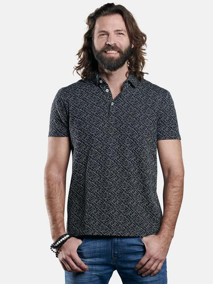 emilio adani Baumwoll-Poloshirt mit Jacquard-Struktur Schwarz