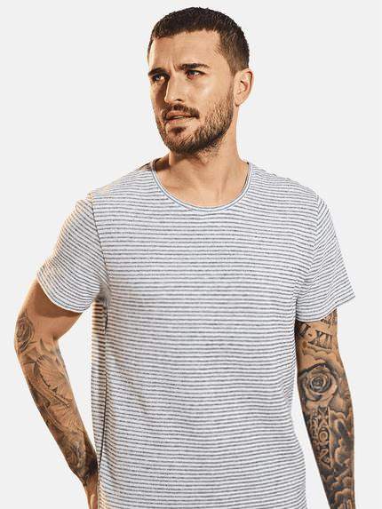 emilio adani Herren Streifenshirt Weiß 31630