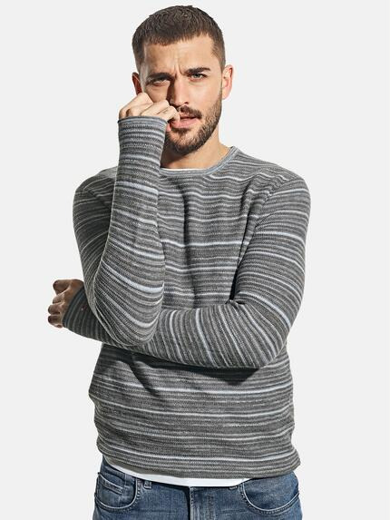 emilio adani Rundhals Pullover Stahlgrau