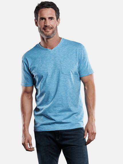 engbers V-Neck T-Shirt Cyanblau