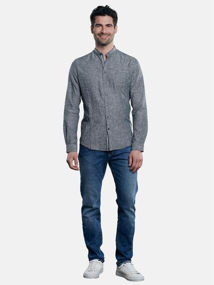 engbers Herren Leinenhemd mit Stehkragen Blau 31296 engbers Herren Leinenhemd mit Stehkragen Blau 31296
