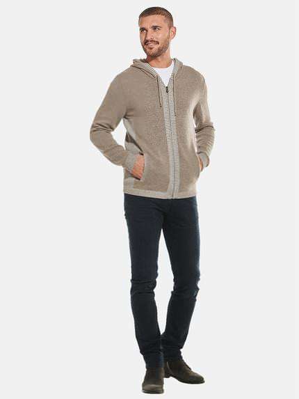 emilio adani Herren Strickjacke mit Kapuze Beige 32371 emilio adani Herren Strickjacke mit Kapuze Beige 32371