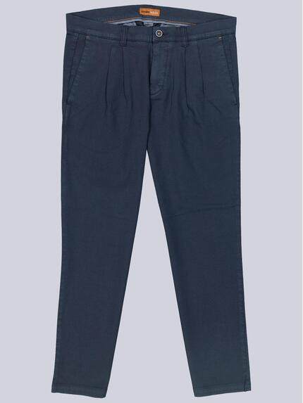 emilio adani Herren Chino mit Bundfalte Saphirblau 39107