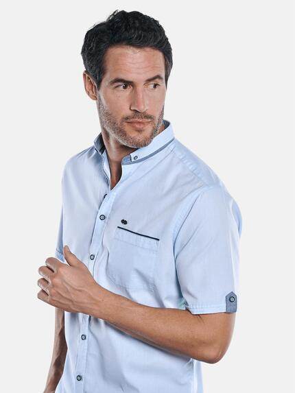 engbers Herren Unifarbenes Kurzarmhemd mit stylischen Kontrastdetails Hellblau 29760