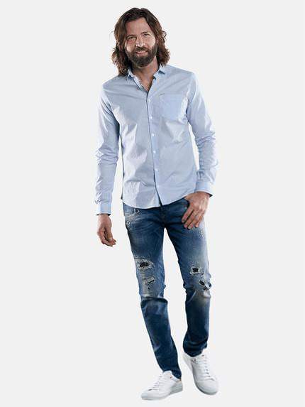 emilio adani Herren minimal Print-Hemd mit floralen Details Blau 29508 emilio adani Herren minimal Print-Hemd mit floralen Details Blau 29508