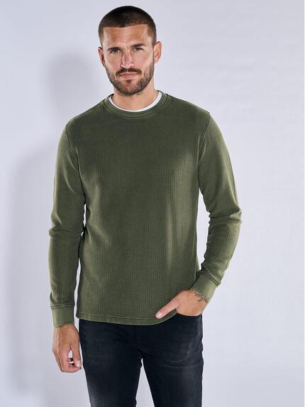 emilio adani Langarm-Shirt strukturiert Khaki