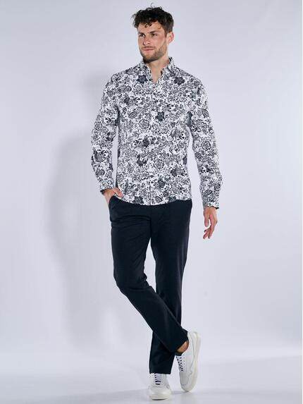 emilio adani Herren Langarm-Hemd gemustert Blau 39120 emilio adani Herren Langarm-Hemd gemustert Blau 39120