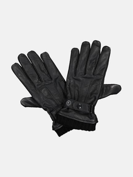 engbers Leder-Handschuhe uni Schwarz