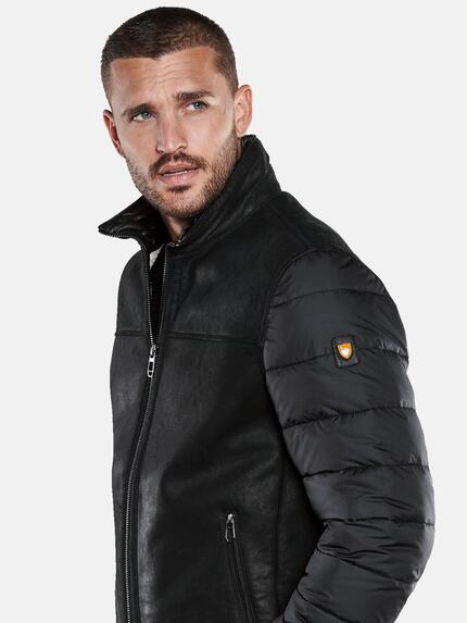 emilio adani Herren Lederjacke aus Materialmix Schwarz 33527 emilio adani Herren Lederjacke aus Materialmix Schwarz 33527