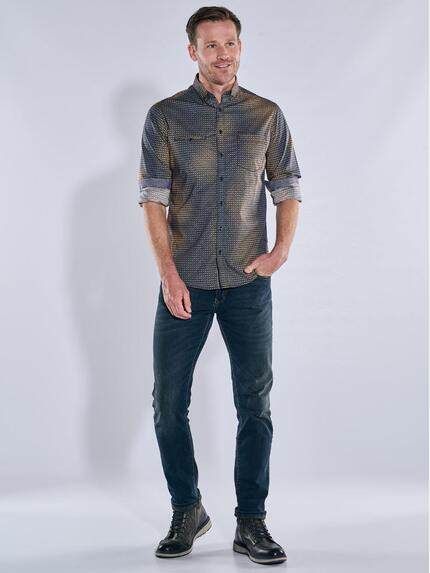 engbers Herren Langarm-Hemd gemustert Orange 39442